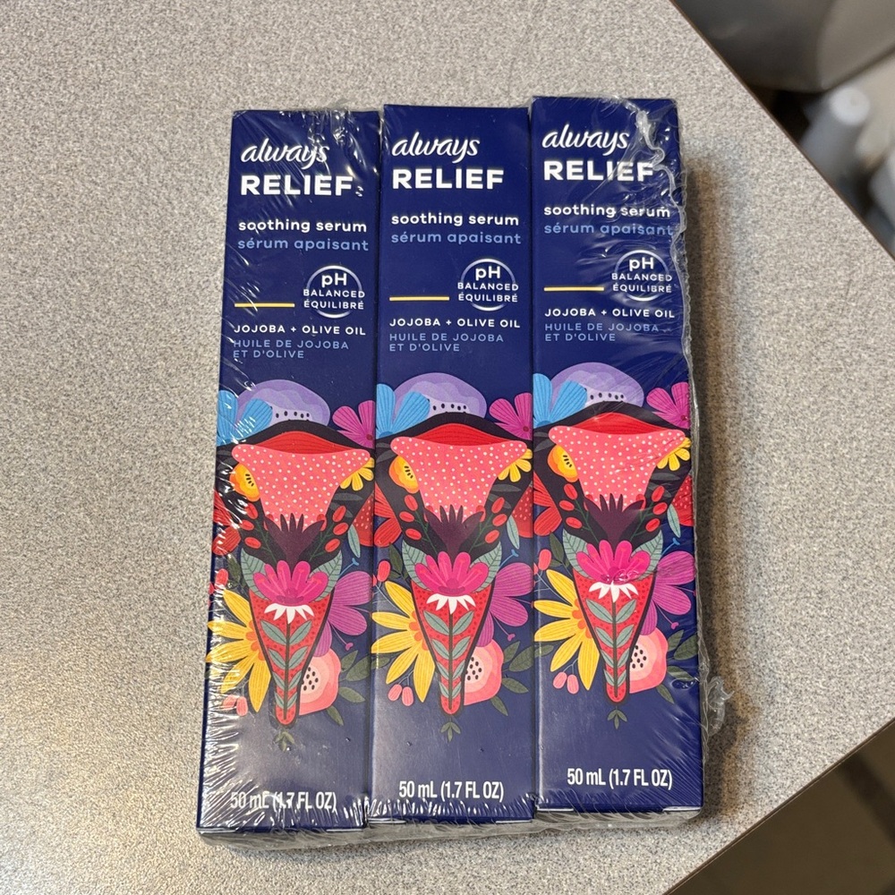 Always Relief Soothing Serum with Floral Design